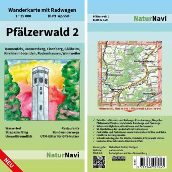 NaturNavi Wanderkarte mit Radwegen Pfälzerwald. Tl.2