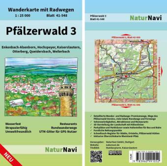 NaturNavi Wanderkarte mit Radwegen Pfälzerwald. Tl.3