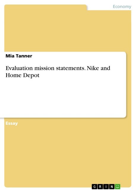 Evaluation mission statements. Nike and Home Depot main product photo