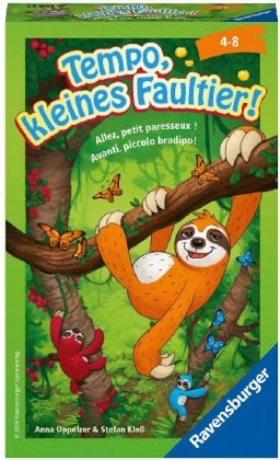 Ravensburger 23463 - Tempo, kleines Faultier, Mitbringspiel für 2-4 Spieler, Kinderspiel ab 4 Jahren, kompaktes Format, Reisespiel, Brettspiel