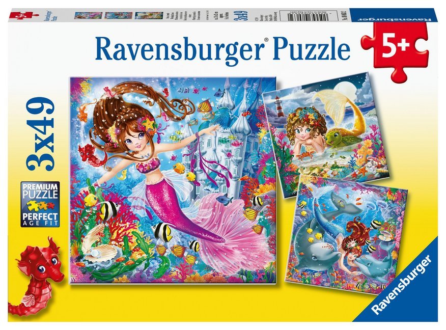 Ravensburger Kinderpuzzle - 08063 Bezaubernde Meerjungfrauen - Puzzle für Kinder ab 5 Jahren, mit 3x49 Teilen main product photo