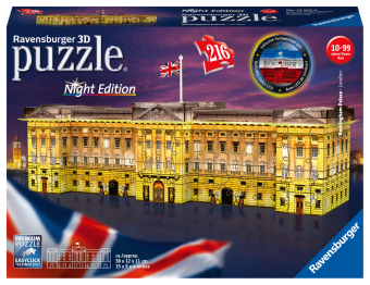 Ravensburger 3D Puzzle Buckingham Palace bei Nacht 12529 - leuchtet im Dunkeln - der Buckingham Palast zum selber Puzzeln ab 8 Jahren