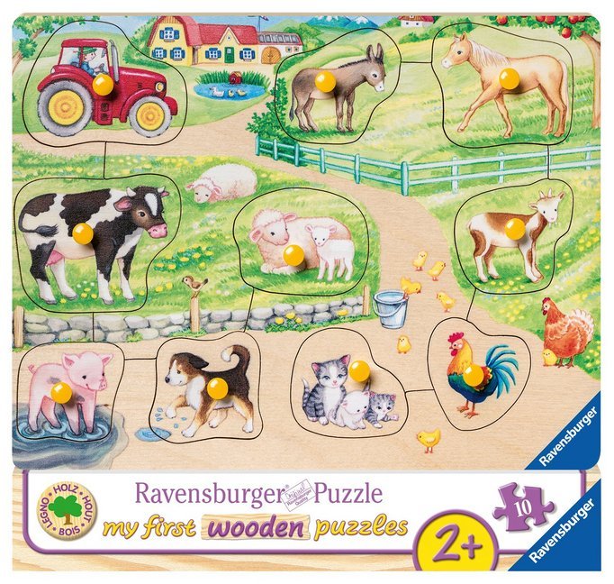 Ravensburger Kinderpuzzle - 03689 Morgens auf dem Bauernhof - my first wooden puzzle mit 10 Teilen - Puzzle für Kinder ab 2 Jahren - Holzpuzzle main product photo