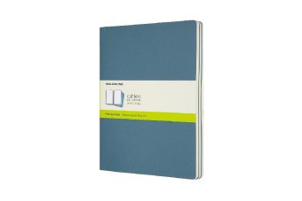 Moleskine Cahier Notizhefte Blanko, Xlarge, Kartoneinband, 3er Set, Lebhaftes Blau
