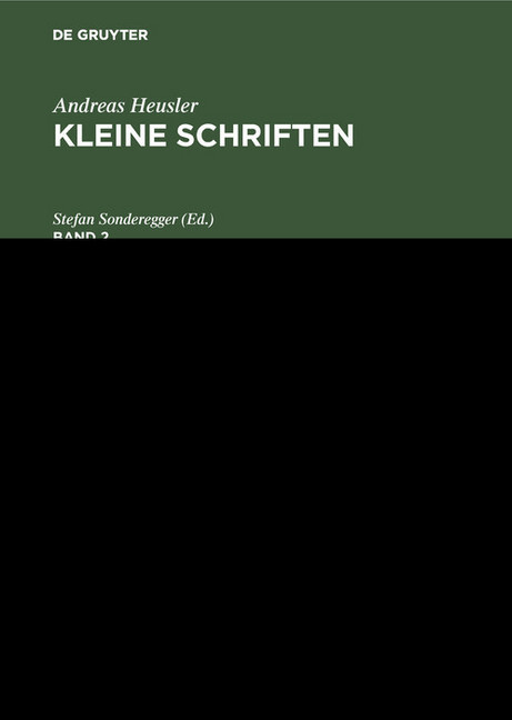 Andreas Heusler: Kleine Schriften. Band 2 main product photo