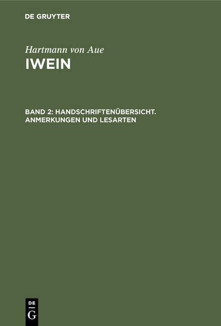 Handschriftenübersicht. Anmerkungen und Lesarten main product photo