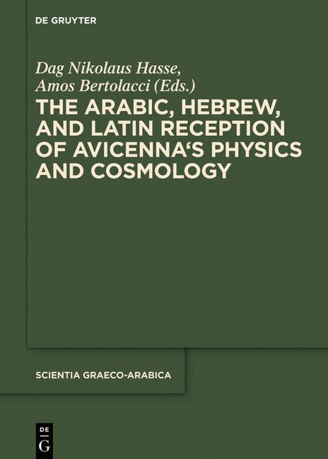 The Arabic, Hebrew and Latin Reception of Avicenna's Physics and Cosmology main product photo