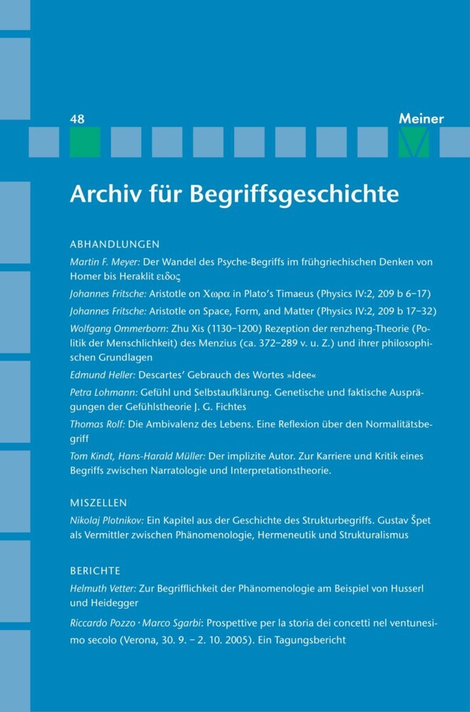Archiv für Begriffsgeschichte. Band 48 main product photo