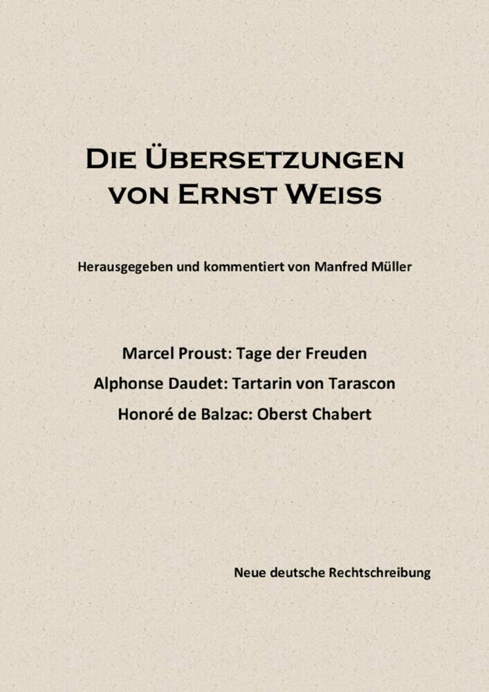 Die Übersetzungen von Ernst Weiß main product photo