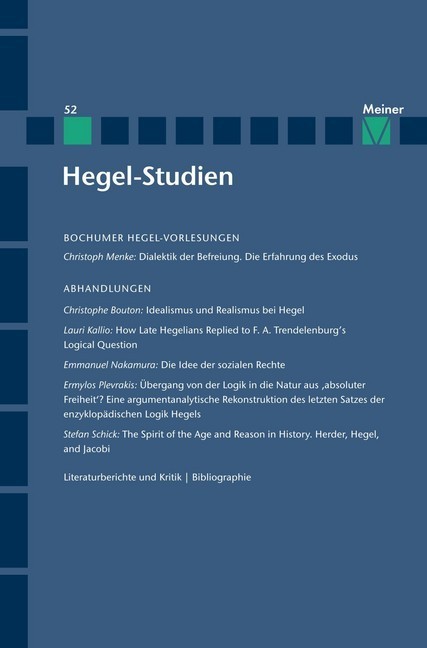 Hegel-Studien Band 52 main product photo