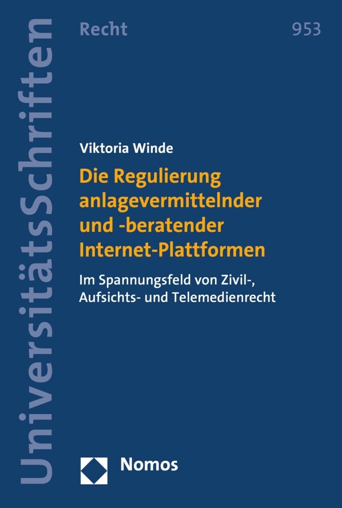 Die Regulierung anlagevermittelnder und -beratender Internet-Plattformen main product photo