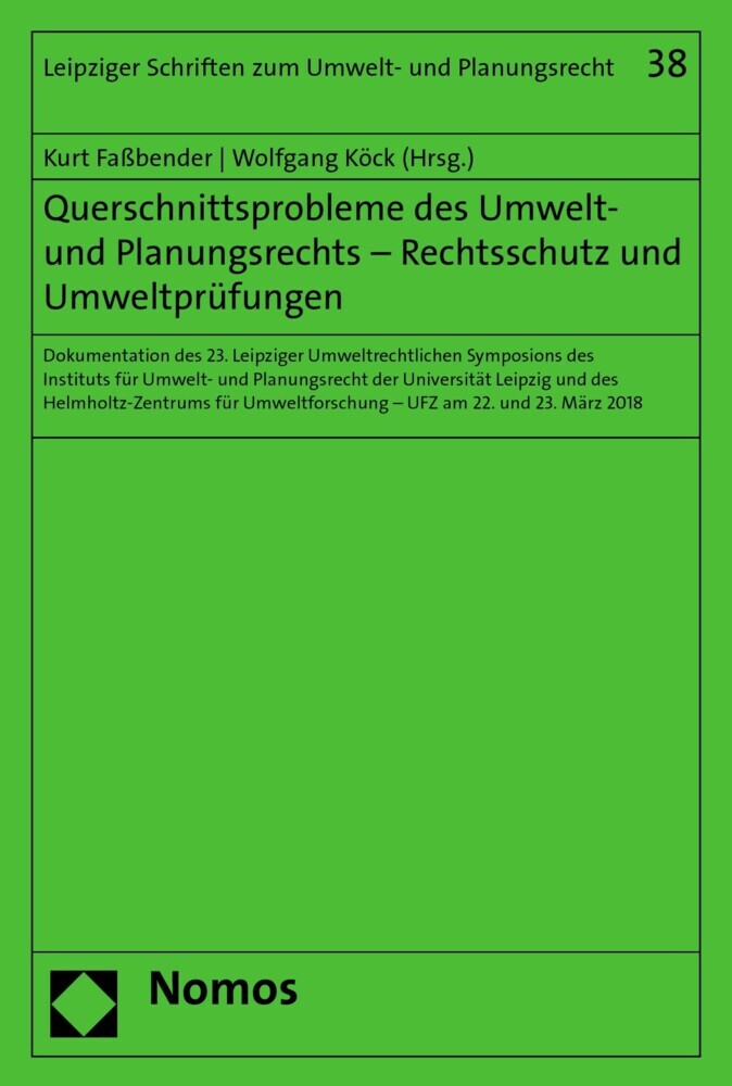 Querschnittsprobleme des Umwelt- und Planungsrechts - Rechtsschutz und Umweltprüfungen main product photo