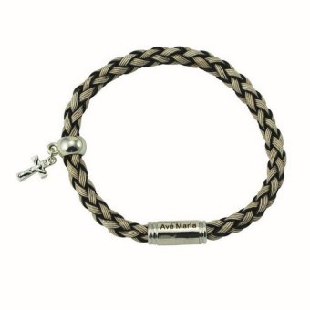 Armband braun mit kleinem Kreuz