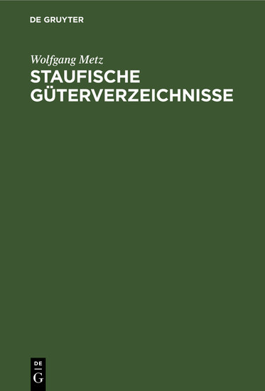 Staufische Güterverzeichnisse main product photo
