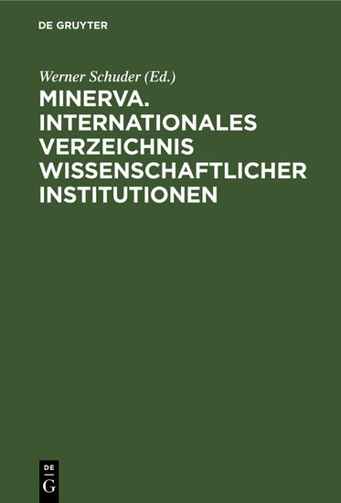Minerva. Internationales Verzeichnis Wissenschaftlicher Institutionen main product photo