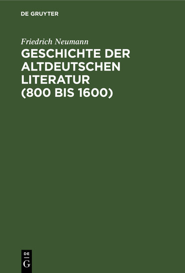 Geschichte der altdeutschen Literatur (800 bis 1600) main product photo