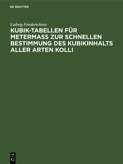 Kubik-Tabellen für Metermaß zur schnellen Bestimmung des Kubikinhalts aller Arten Kolli main product photo