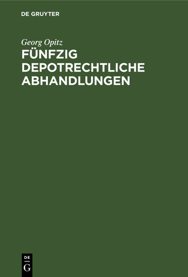 Fünfzig depotrechtliche Abhandlungen main product photo