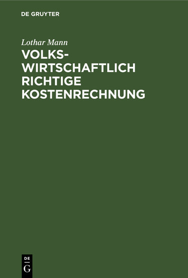 Volkswirtschaftlich richtige Kostenrechnung main product photo