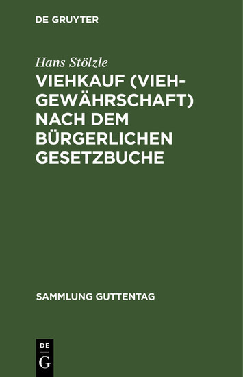Viehkauf (Viehgewährschaft) nach dem Bürgerlichen Gesetzbuche main product photo