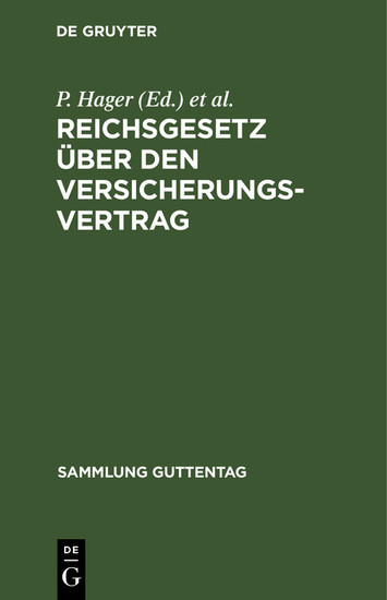 Reichsgesetz über den Versicherungsvertrag main product photo