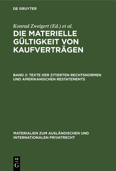 Texte der zitierten Rechtsnormen und amerikanischen Restatements main product photo