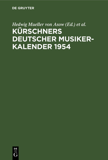 Kürschners Deutscher Musiker-Kalender 1954 main product photo