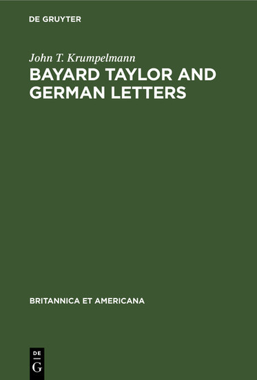 Bayard Taylor and German letters main product photo