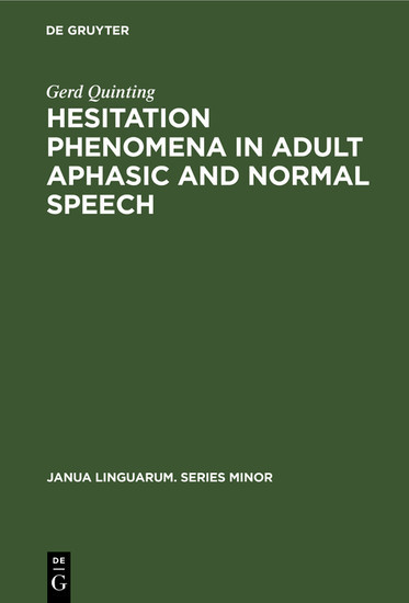 Hesitation phenomena in adult aphasic and normal speech main product photo