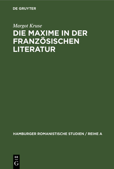 Die Maxime in der französischen Literatur main product photo