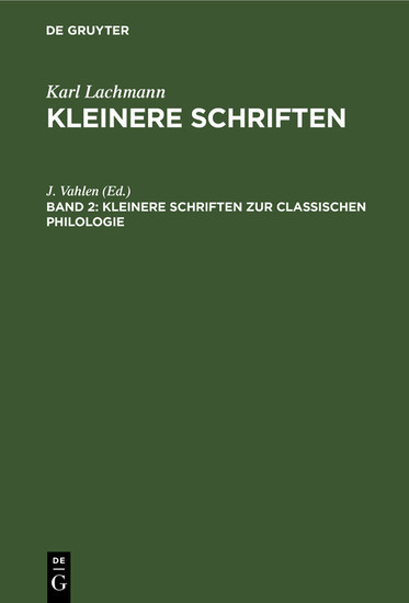 Kleinere Schriften zur classischen Philologie main product photo