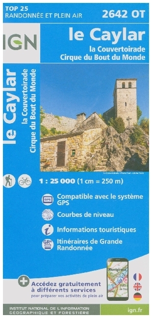 IGN Karte, Serie Bleue Top 25 Le Caylar.la Couvertoirade.Cirque du Bout du Monde main product photo