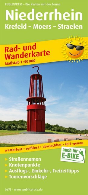 PublicPress Rad- und Wanderkarte Niederrhein, Krefeld - Moers - Straelen main product photo