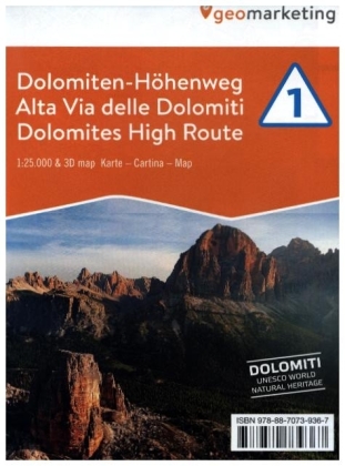 3D-Wanderkarte Dolomiten-Höhenweg 1. Tl.1