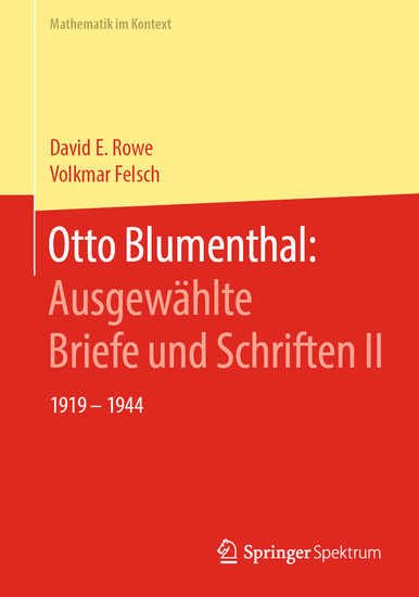 Otto Blumenthal: Ausgewählte Briefe und Schriften II main product photo