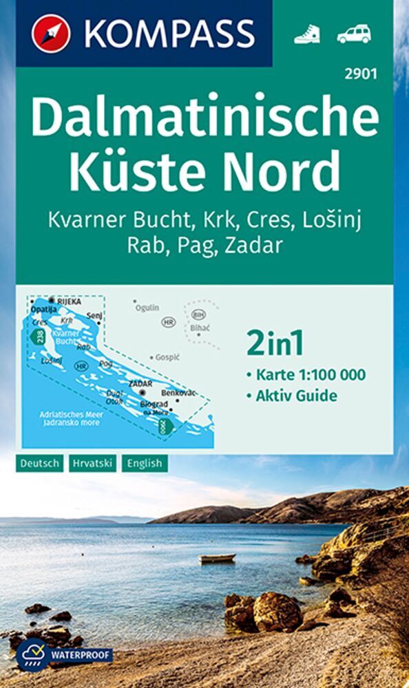 KOMPASS Wanderkarte 2901 Dalmatinische Küste Nord 1:100.000 main product photo