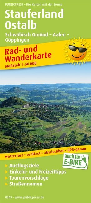 PublicPress Rad- und Wanderkarte Stauferland, Ostalb, Schwäbisch Gmünd - Aalen - Göppingen main product photo