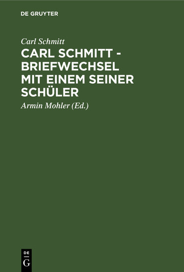 Carl Schmitt - Briefwechsel mit einem seiner Schüler main product photo