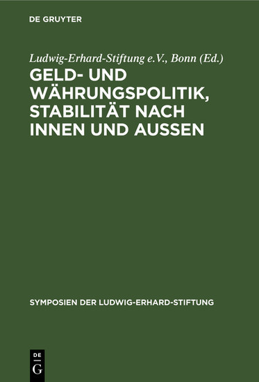 Geld- und Währungspolitik, Stabilität nach innen und aussen main product photo