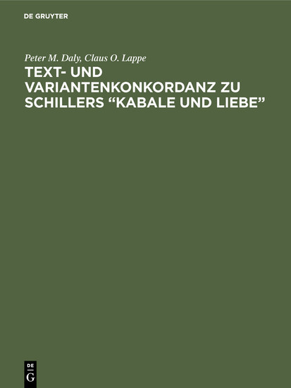 Text- und Variantenkonkordanz zu Schillers 'Kabale und Liebe' main product photo