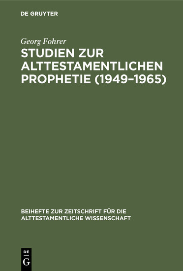Studien zur alttestamentlichen Prophetie (1949-1965) main product photo