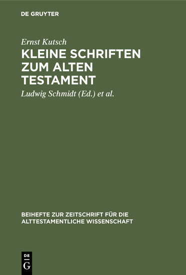 Kleine Schriften zum Alten Testament main product photo