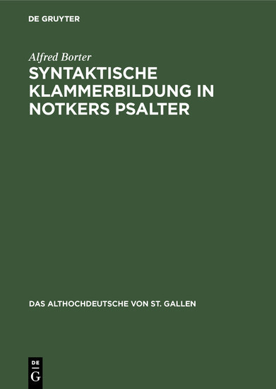 Syntaktische Klammerbildung in Notkers Psalter main product photo