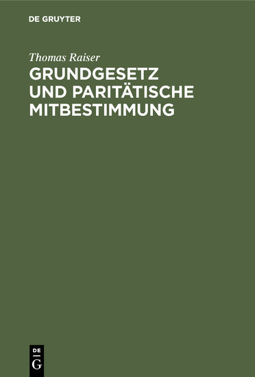 Grundgesetz und paritätische Mitbestimmung main product photo