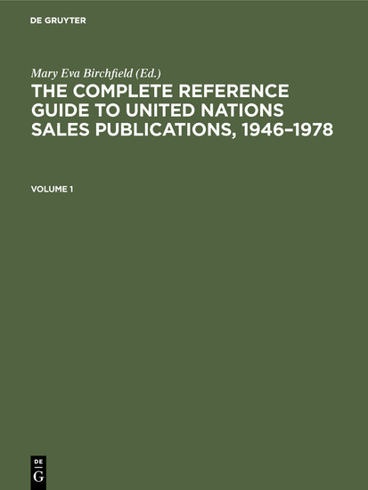 The Complete Reference Guide to United Nations Sales Publications, 1946-1978 main product photo