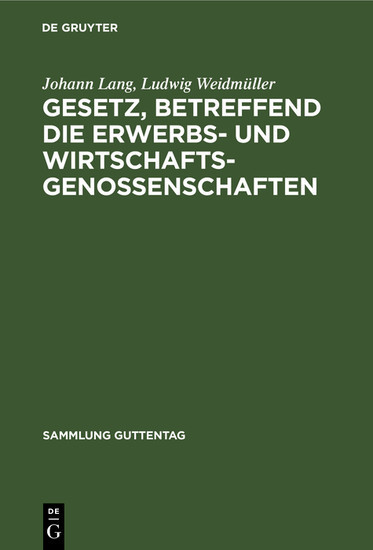 Gesetz, betreffend die Erwerbs- und Wirtschaftsgenossenschaften main product photo