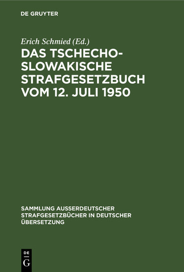 Das tschechoslowakische Strafgesetzbuch vom 12. Juli 1950 main product photo
