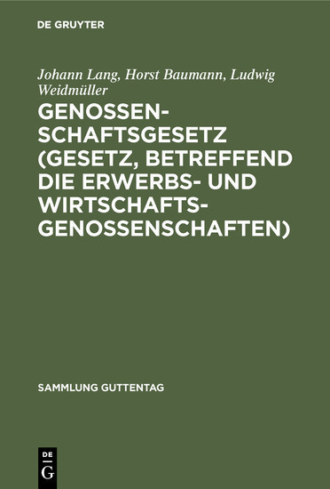 Genossenschaftsgesetz (Gesetz, betreffend die Erwerbs- und Wirtschaftsgenossenschaften) main product photo
