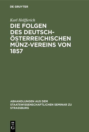 Die Folgen des deutsch-österreichischen Münz-Vereins von 1857 main product photo