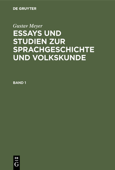 Essays und Studien zur Sprachgeschichte und Volkskunde. Band 1 main product photo